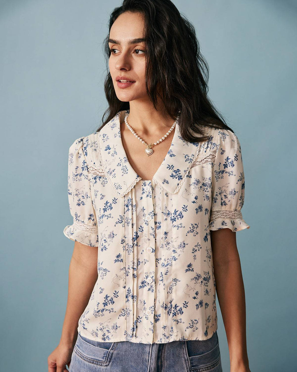 Mariana | Camisa floral con encaje