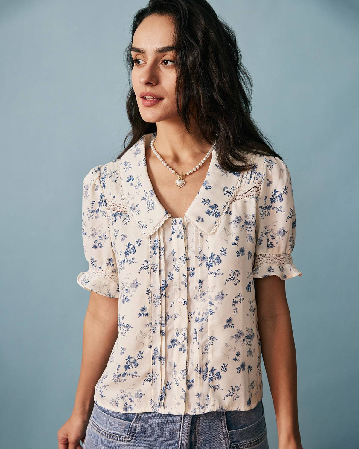 Mariana | Camisa floral con encaje
